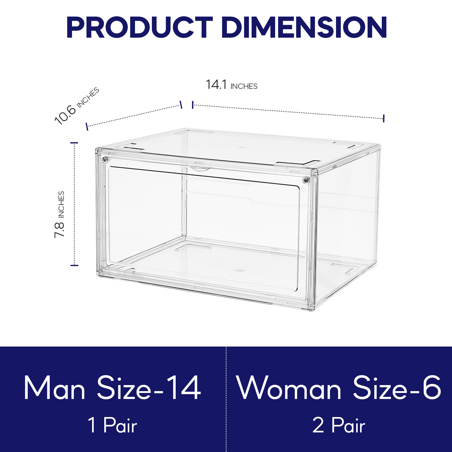 Sneakerview Clear Shoe Boxes –Ultra Clear Plastic Stackable Sneaker Storage For Sneakerhead. Professional Acrylic Shoe Display Case .Shoe and Hat Organizer .Fits US Size 14 - 4 pack